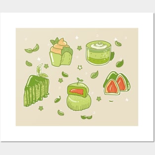 Matcha Love tea coffee strawberry cookie Posters and Art